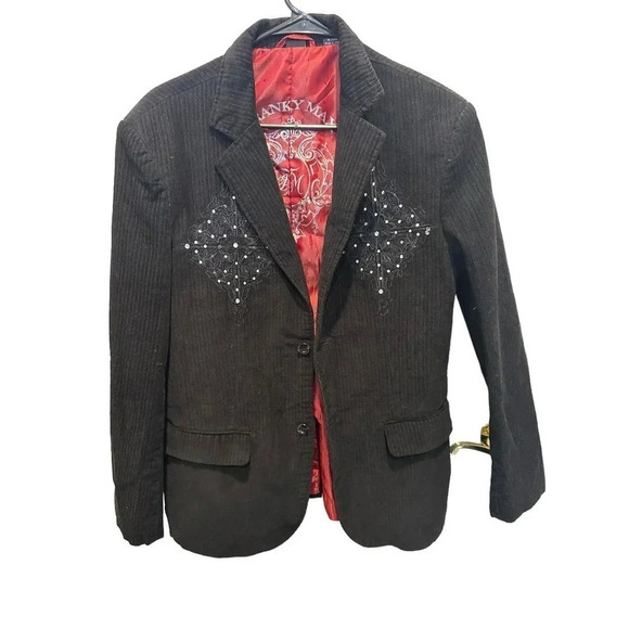 FRANKY MAX 90’s VTG  Black Two Corduroy Blazer Size Medium - Picture 1 of 7